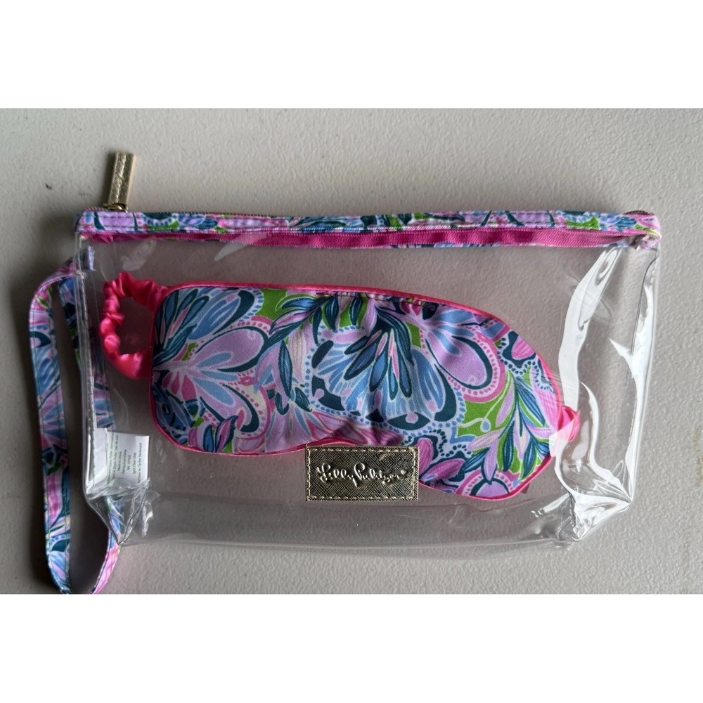 Lilly Pulitzer‎ Clear Sleep Pouch Wristlet and Pink Sleeping Mask